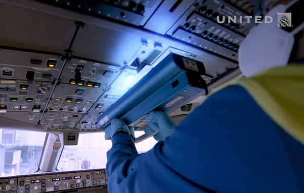 United Airlines uses UV-C