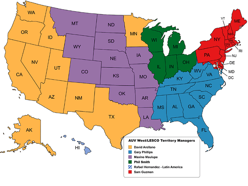 AUV west lesco territory map