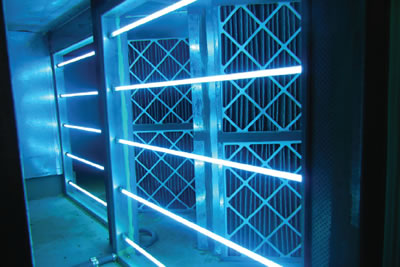 High Intensity UVC Rack Inside Air Handling Unit